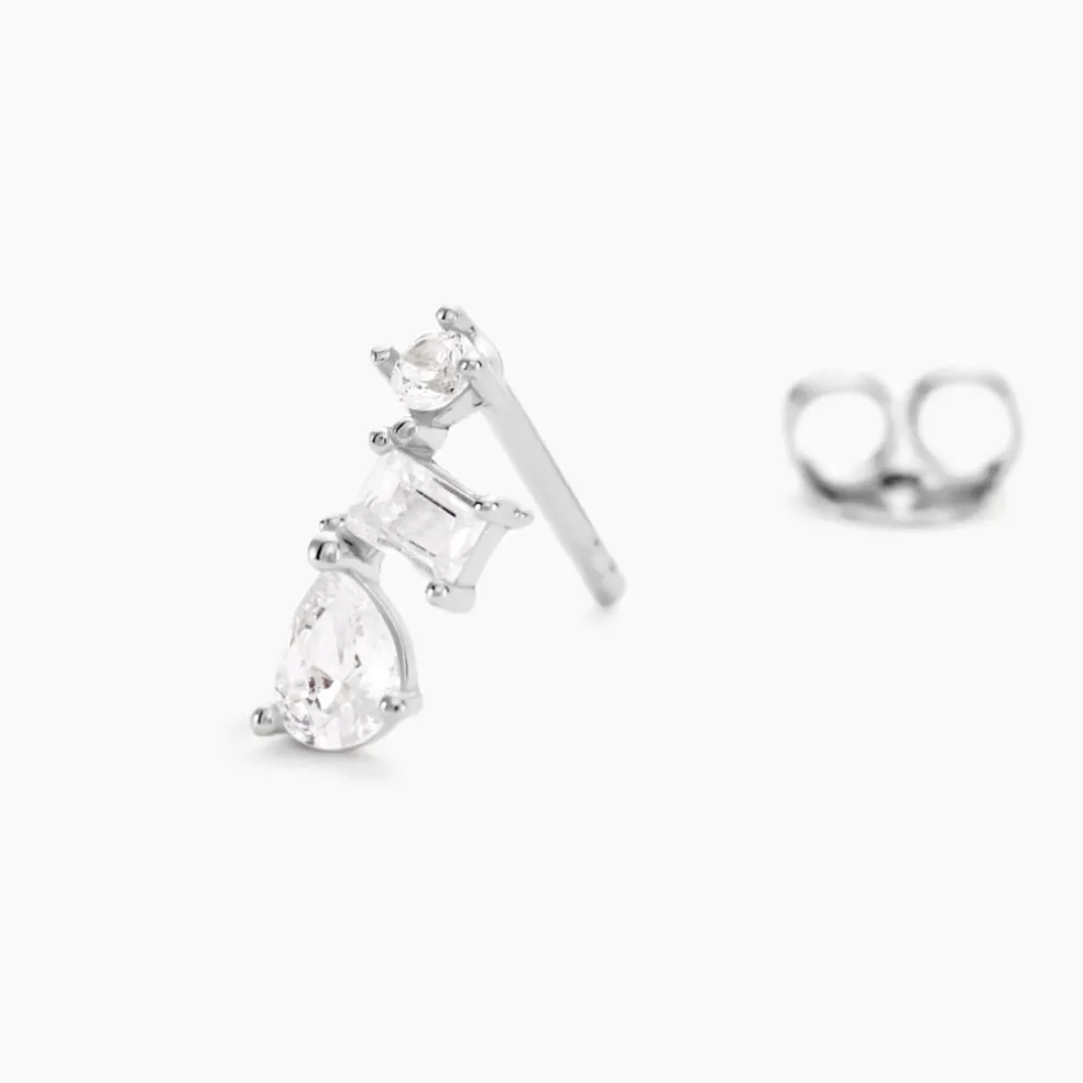 Boucles D'oreilles Puces Chadia Argent Blanc Oxyde De Zirconium