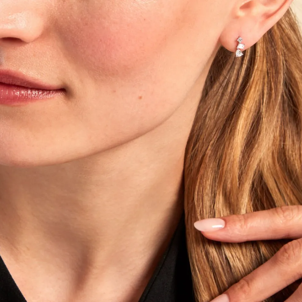 Boucles D'oreilles Puces Chadia Argent Blanc Oxyde De Zirconium