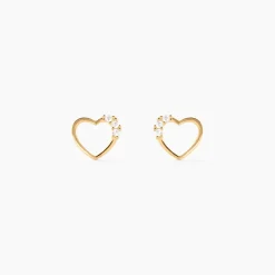 Boucles D'oreilles Puces Camomille Or Jaune Oxyde De Zirconium
