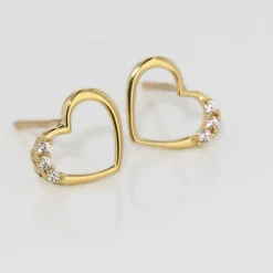 Boucles D'oreilles Puces Camomille Or Jaune Oxyde De Zirconium