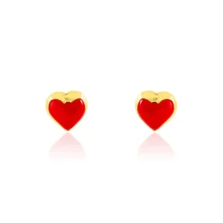 Boucles D'oreilles Puces Coralie Coeur Or Jaune