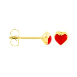 Boucles D'oreilles Puces Coralie Coeur Or Jaune