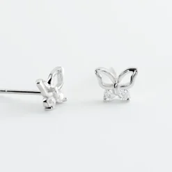 Boucles D'oreilles Puces Cyprian Argent Blanc Oxyde