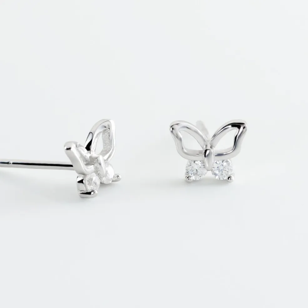 Boucles D'oreilles Puces Cyprian Argent Blanc Oxyde