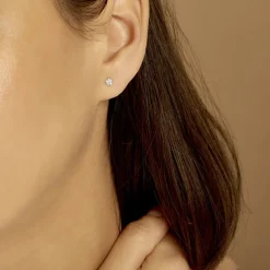 Boucles D'oreilles Puces Carre Argent Blanc Oxyde De Zirconium