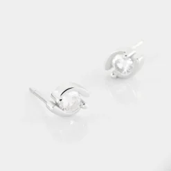Boucles D'oreilles Puces Couteau Argent Blanc Oxyde De Zirconium
