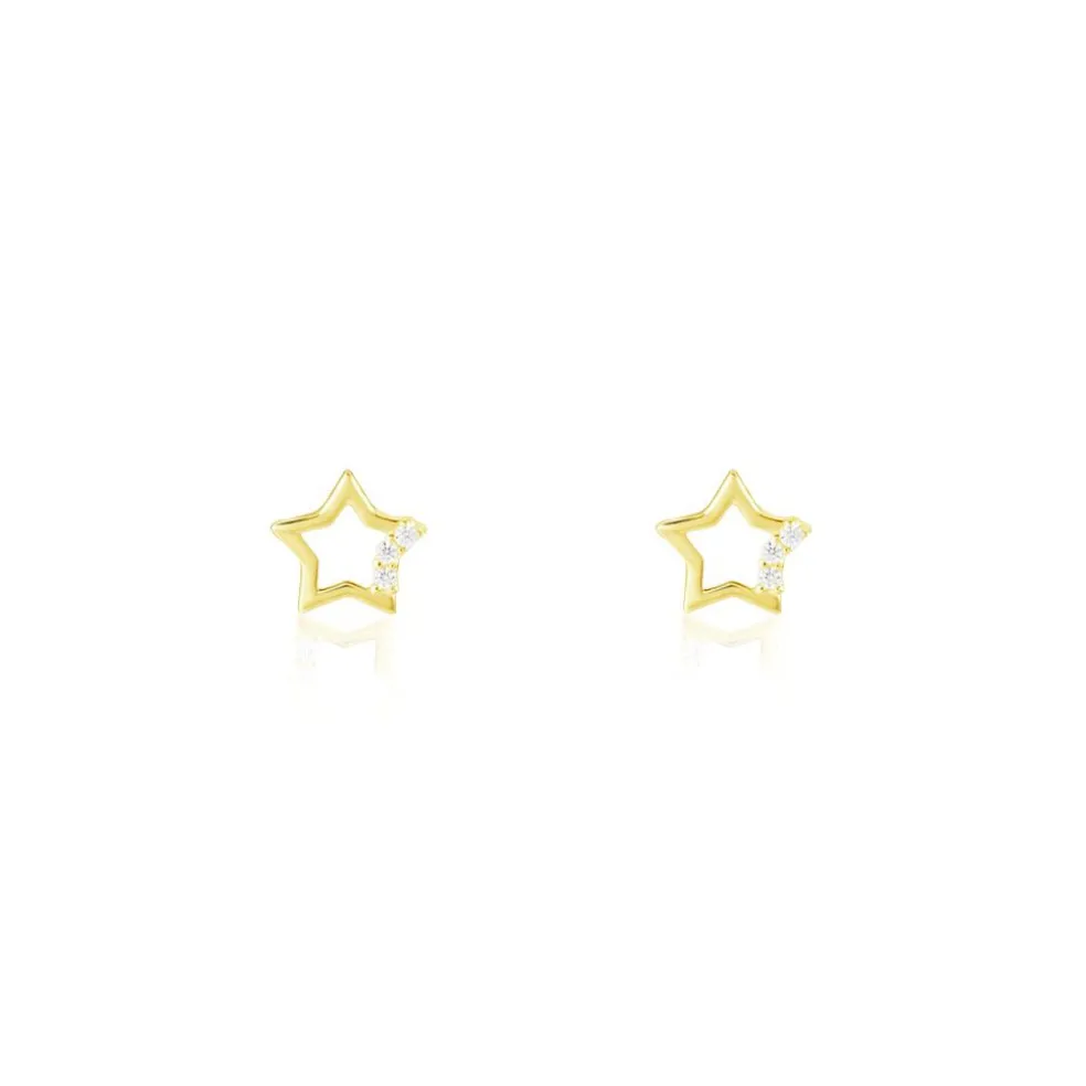 Boucles D'oreilles Puces Camomille Or Jaune Oxyde De Zirconium