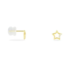 Boucles D'oreilles Puces Camomille Or Jaune Oxyde De Zirconium