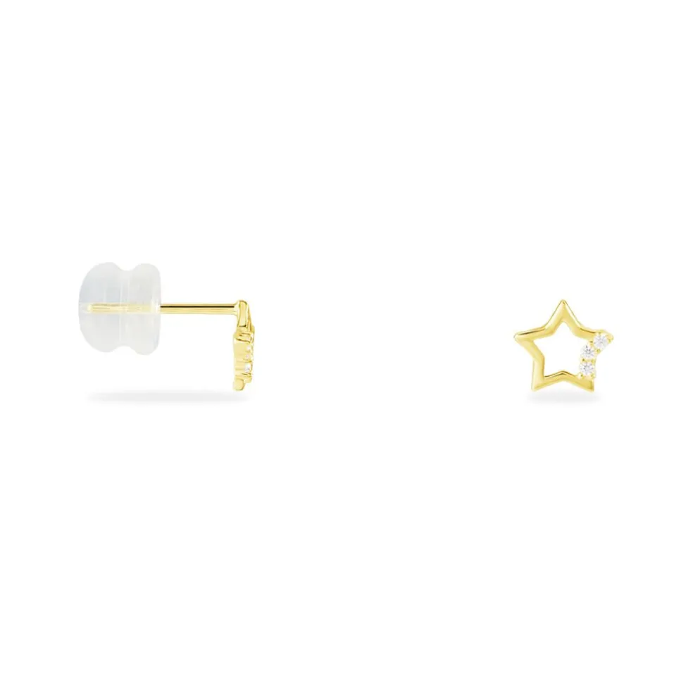 Boucles D'oreilles Puces Camomille Or Jaune Oxyde De Zirconium