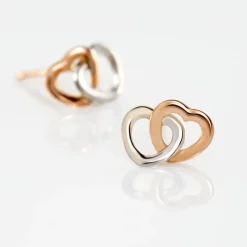 Boucles D'oreilles Puces Donna Coeurs Ajoures Or Rose