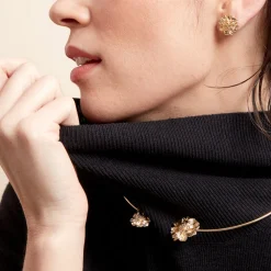 Boucles D'oreilles Puces Dyonis Acier Jaune