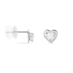 Boucles D'oreilles Puces Daria Coeur Plein Or Blanc Oxyde De Zirconium