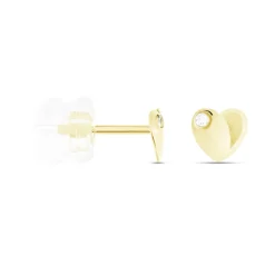 Boucles D'oreilles Puces Daria Coeur Plein Or Jaune Oxyde De Zirconium