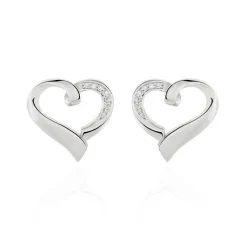 Boucles D'oreilles Puces Daviane Argent Blanc Oxyde De Zirconium