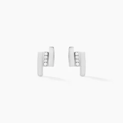 Boucles D'oreilles Puces Dolene Or Blanc Diamant