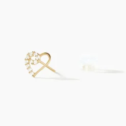 Boucles D'oreilles Puces Daria C艙ur Or Jaune Oxyde De Zirconium