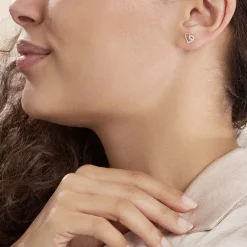 Boucles D'oreilles Puces Daria C艙ur Or Jaune Oxyde De Zirconium