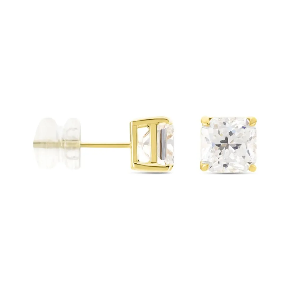 Boucles D'oreilles Puces Doreen Carre Or Jaune Oxyde De Zirconium