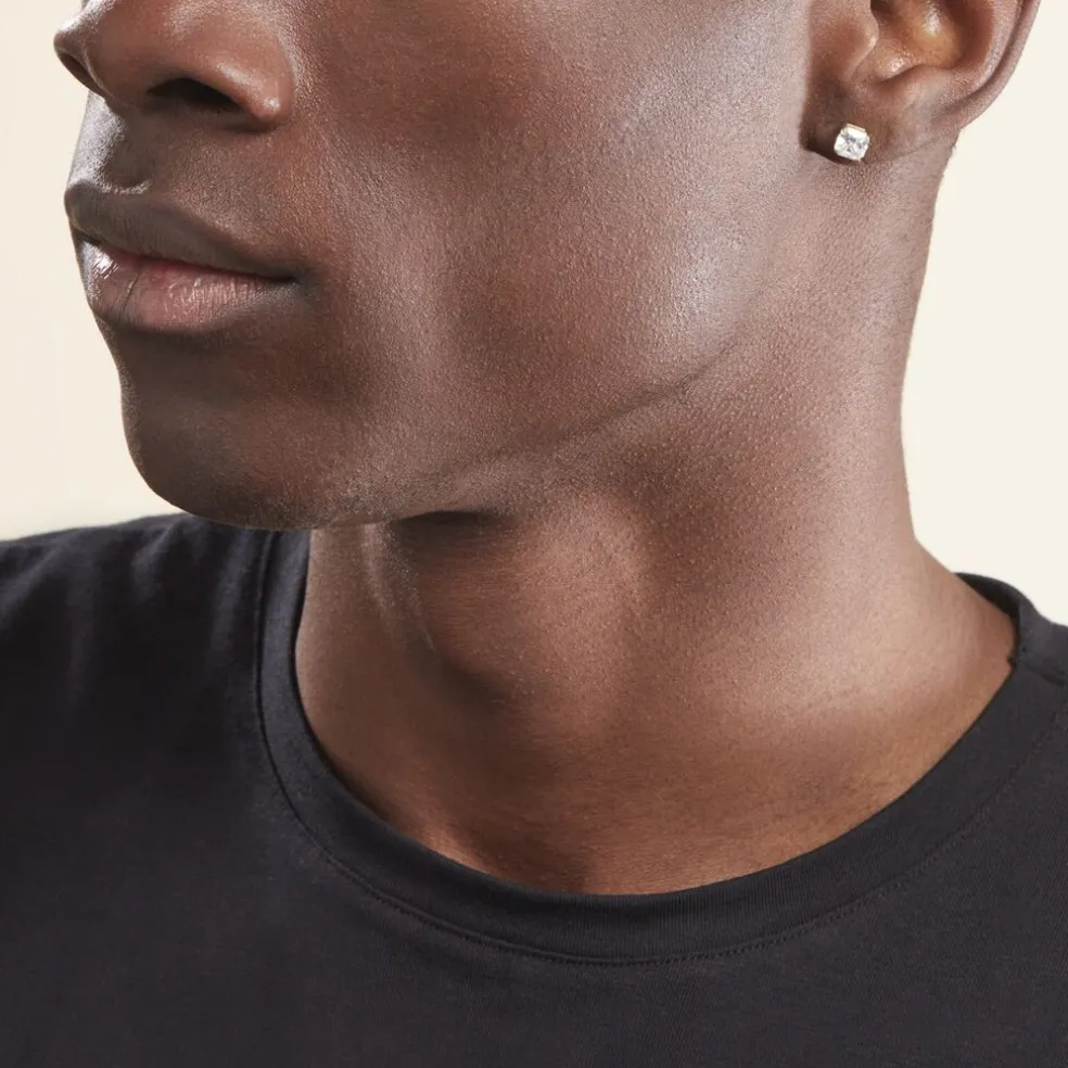 Boucles D'oreilles Puces Doreen Carre Or Jaune Oxyde De Zirconium