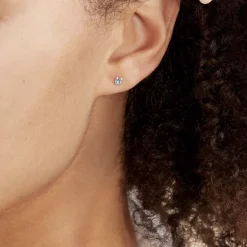 Boucles D'oreilles Puces Doreen Carre Or Blanc Oxyde De Zirconium