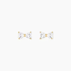Boucles D'oreilles Puces Darina Noeud Or Jaune Oxyde De Zirconium