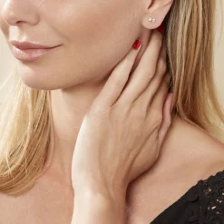 Boucles D'oreilles Puces Darina Noeud Or Jaune Oxyde De Zirconium