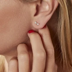 Boucles D'oreilles Puces Darina Noeud Or Jaune Oxyde De Zirconium