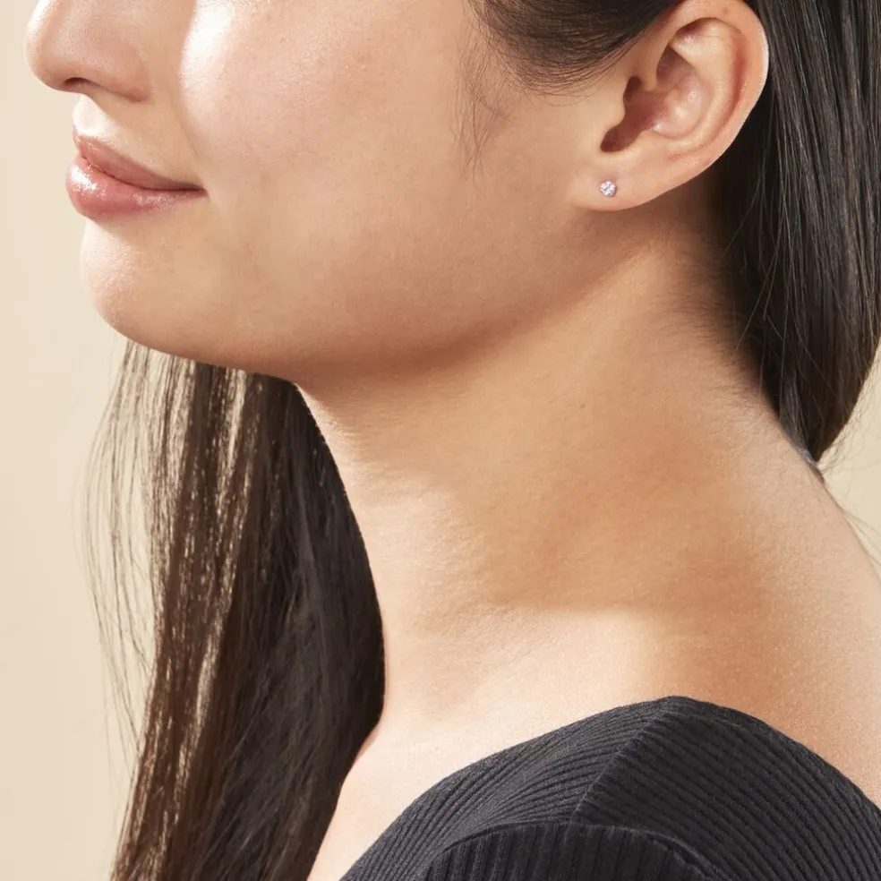 Boucles D'oreilles Puces Daria Or Blanc Oxyde De Zirconium