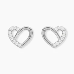 Boucles D'oreilles Puces Dorthea Argent Blanc Oxyde De Zirconium