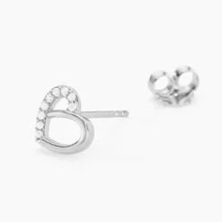 Boucles D'oreilles Puces Dorthea Argent Blanc Oxyde De Zirconium