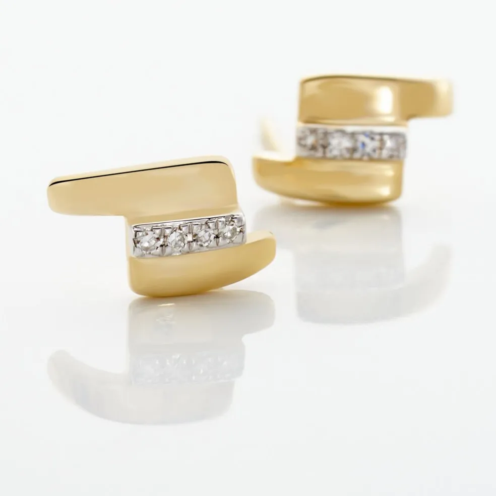 Boucles D'oreilles Puces Dolene Or Jaune Diamant