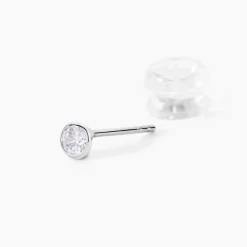 Boucles D'oreilles Puces Daria Serti Clos Or Blanc Oxyde De Zirconium