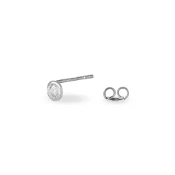 Boucles D'oreilles Puces Daria Serti Clos Or Blanc Oxyde De Zirconium