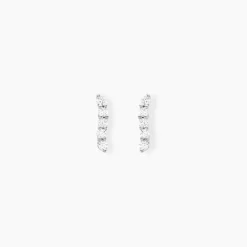 Boucles D'oreilles Puces Dahina Or Blanc Oxyde De Zirconium