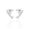 Boucles D'oreilles Puces Dauphinos Argent Blanc