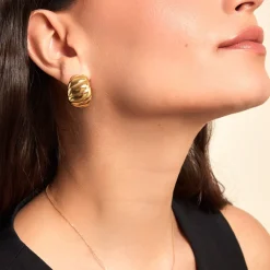 Boucles D'oreilles Puces Dieppe Acier Jaune