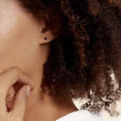 Boucles D'oreilles Puces Doreen Carre Or Blanc Oxyde De Zirconium