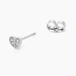 Boucles D'oreilles Puces Declaration Argent Blanc Oxyde De Zirconium