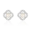 Boucles D'oreilles Puces Dally Argent Blanc Quartz Oxyde De Zirconium