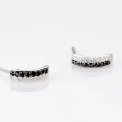 Boucles D'oreilles Puces Demi Lune Or Blanc Diamant