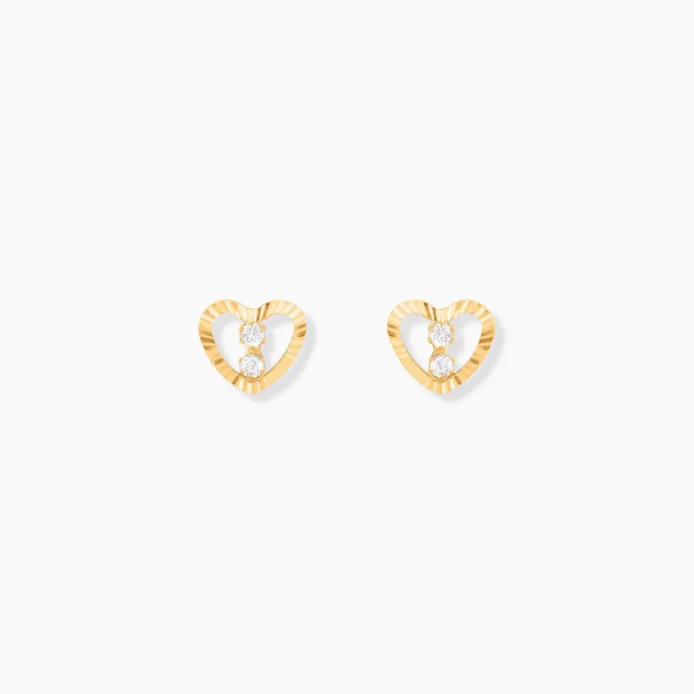 Boucles D'oreilles Puces Daria C艙ur 6 Or Jaune Oxyde