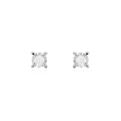 Boucles D'oreilles Puces Diamotion Or Blanc Diamant