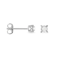 Boucles D'oreilles Puces Diamotion Or Blanc Diamant