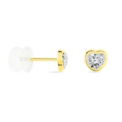 Boucles D'oreilles Puces Daria C艙ur 0 Or Jaune Strass