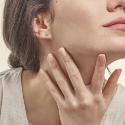 Boucles D'oreilles Puces Daria C艙ur 0 Or Jaune Strass