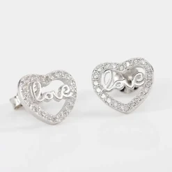 Boucles D'oreilles Puces Delicata Argent Blanc Oxyde De Zirconium