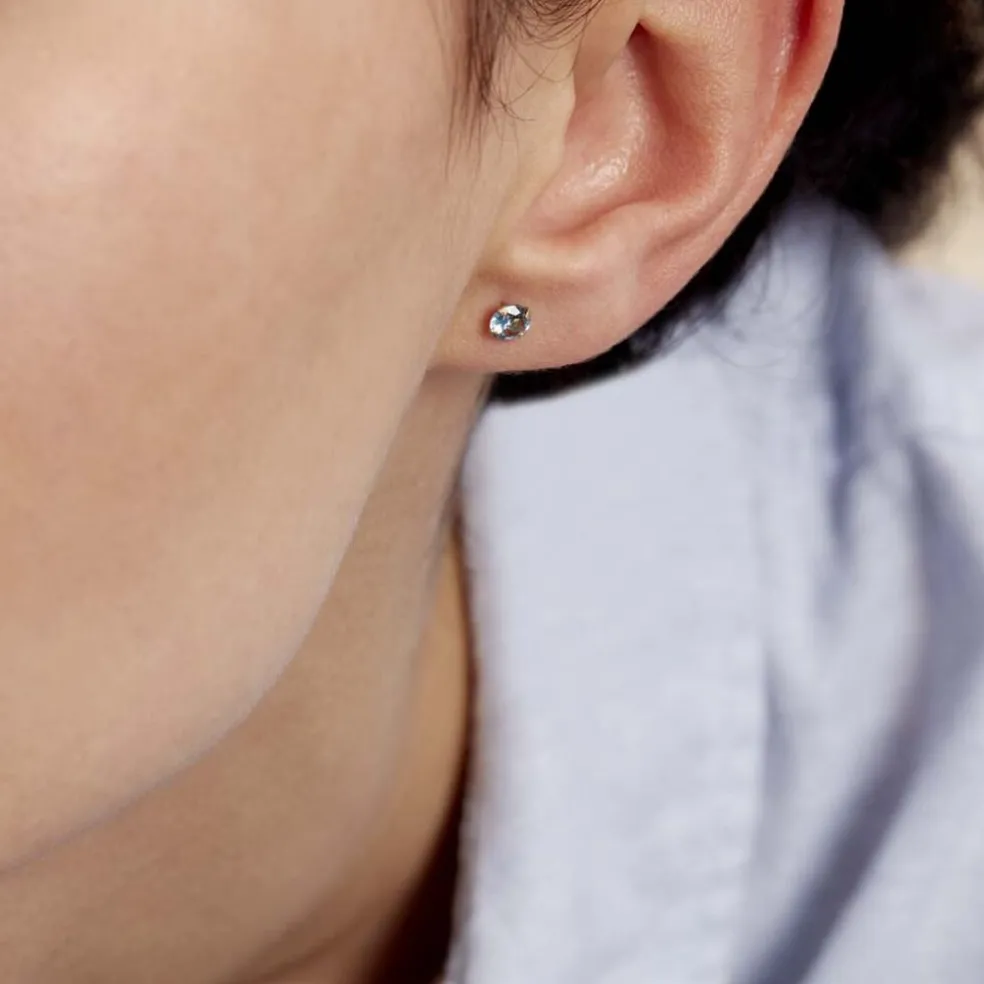 Boucles D'oreilles Puces daria Serti Griffe 3 Or Jaune Oxyde