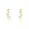 Boucles D'oreilles Puces Daria Coeur Triple Or Jaune Oxyde