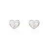 Boucles D'oreilles Puces Daria Coeur Plein Or Blanc Oxyde De Zirconium