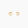 Boucles D'oreilles Puces Daria Coeur Plein Or Jaune Oxyde De Zirconium
